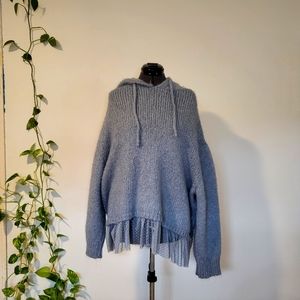 Zara baby blue knit sweatshirt with hood